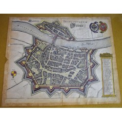 Birds-eye View of Franckfurt (Original hand colored map)